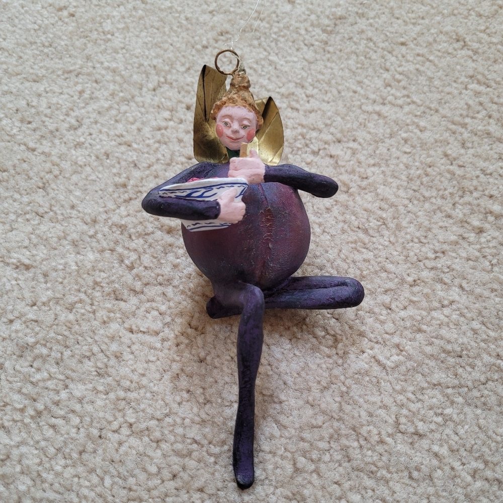 VINTAGE DEPT. 56 TUTTI FRUTTI "PLUM" FAIRY CHRISTMAS ORNAMENT